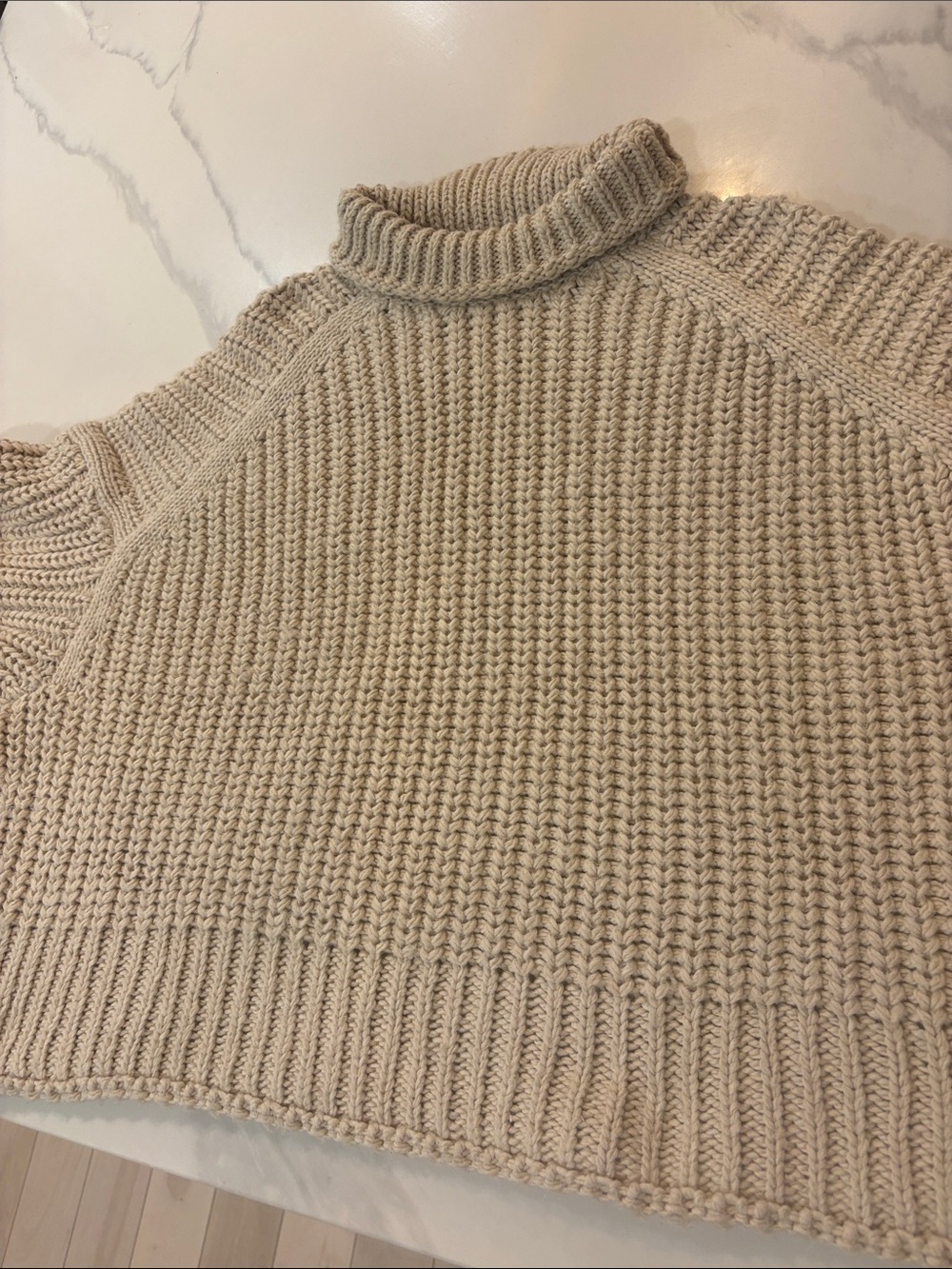 H&M Cream Turtleneck Chunky Knit Sweater oversized